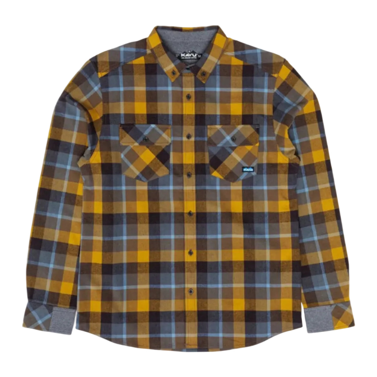 KAVU Men's Buffaroni Shirt in Walnut Bay plaid front view