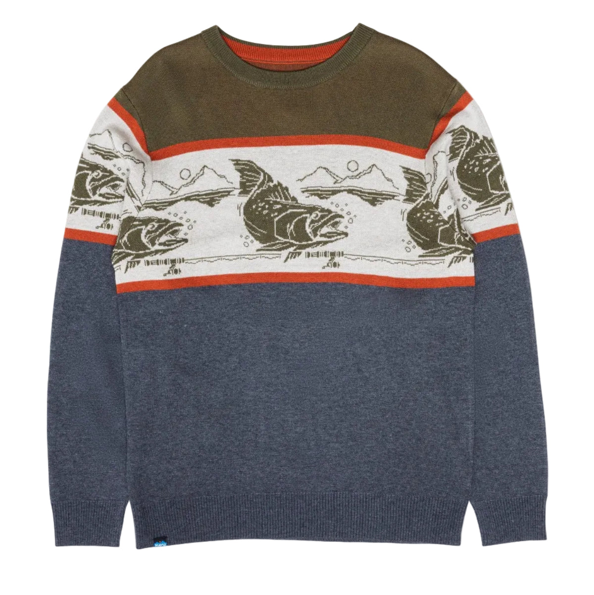 KAVU Men's Highline Sweater in Trout Lake jacquard knit front view