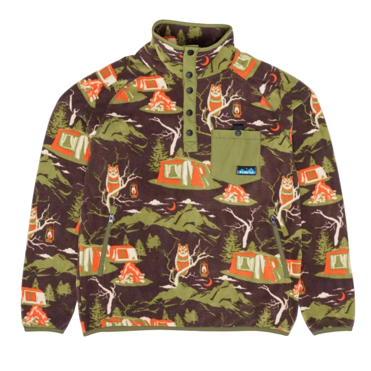 KAVU Men's Teannaway Jacket in Night Camp print front view
