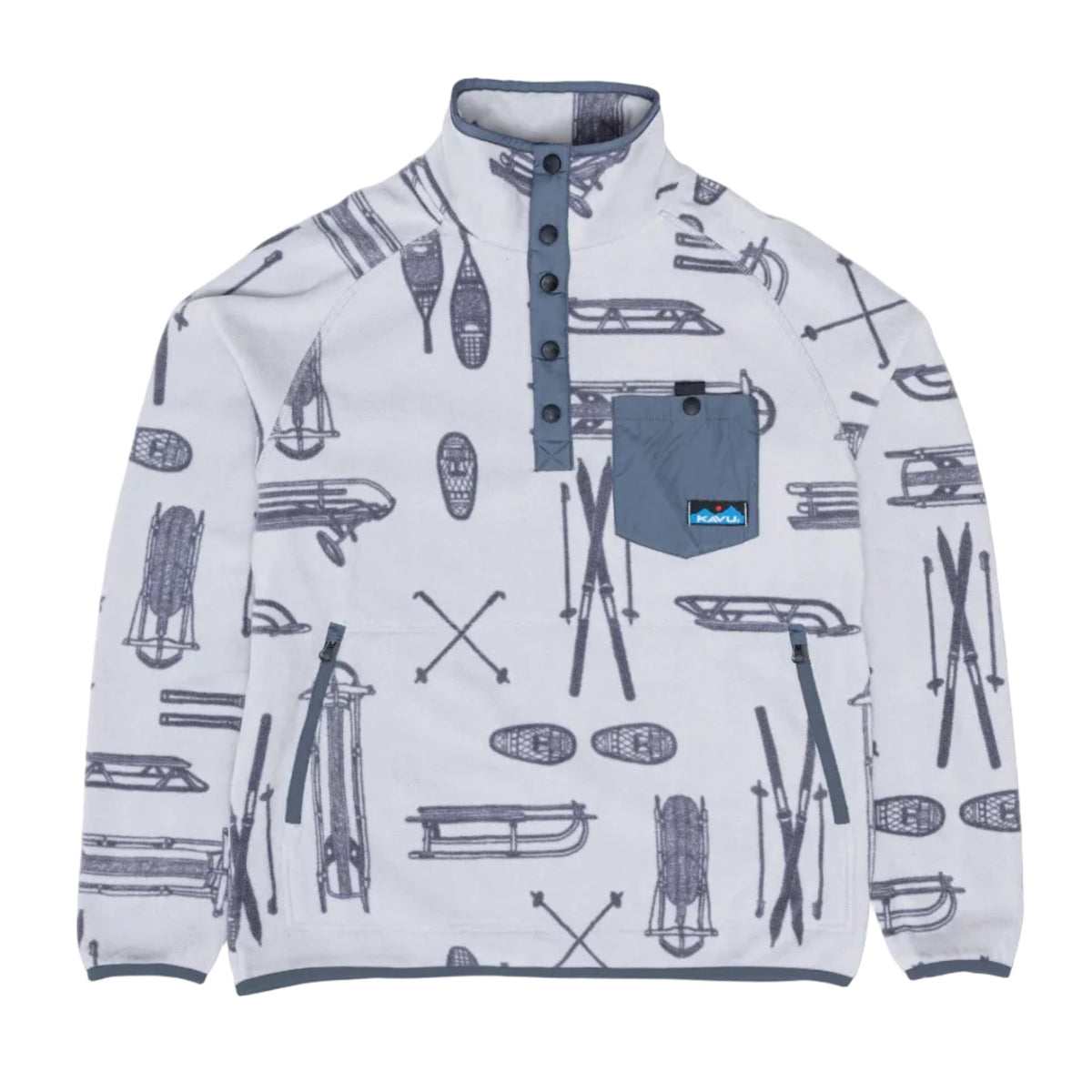 KAVU Men's Teannaway Jacket in Snow Pack print front view