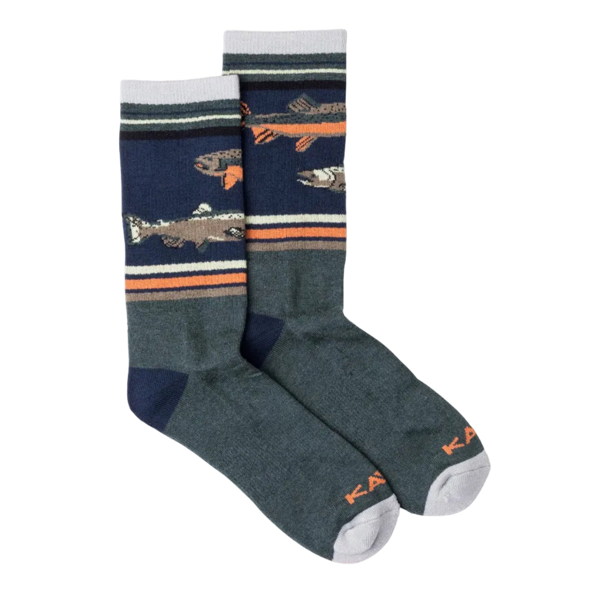KAVU Moonwalk Socks in Go Fish jacquard knit pattern