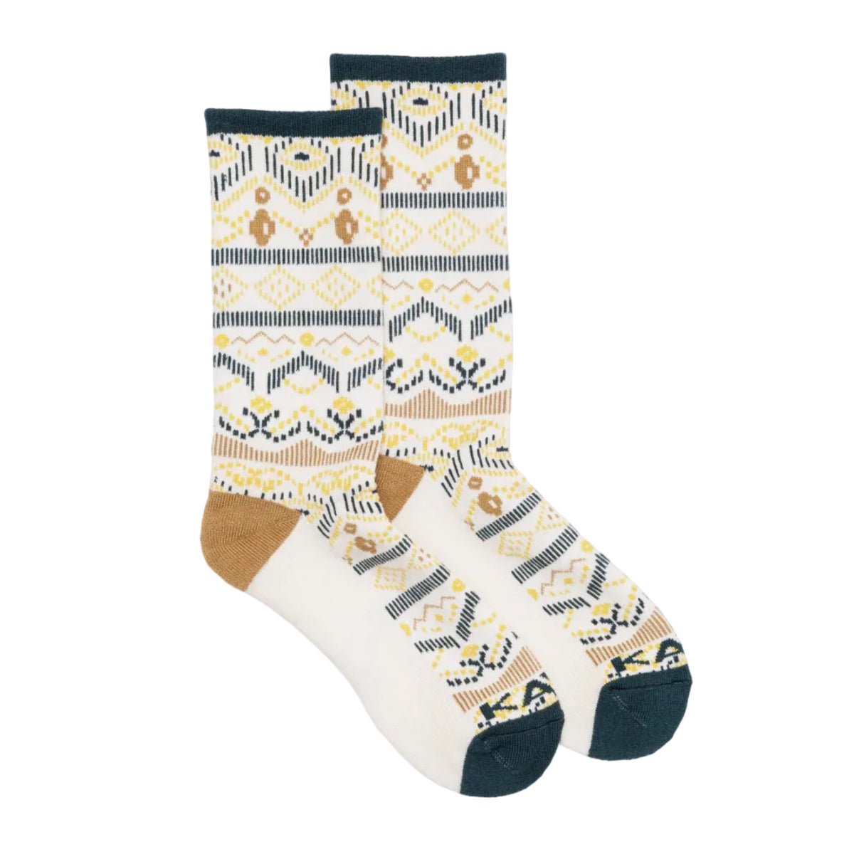 KAVU Moonwalk Socks in Woodland Holiday jacquard knit pattern
