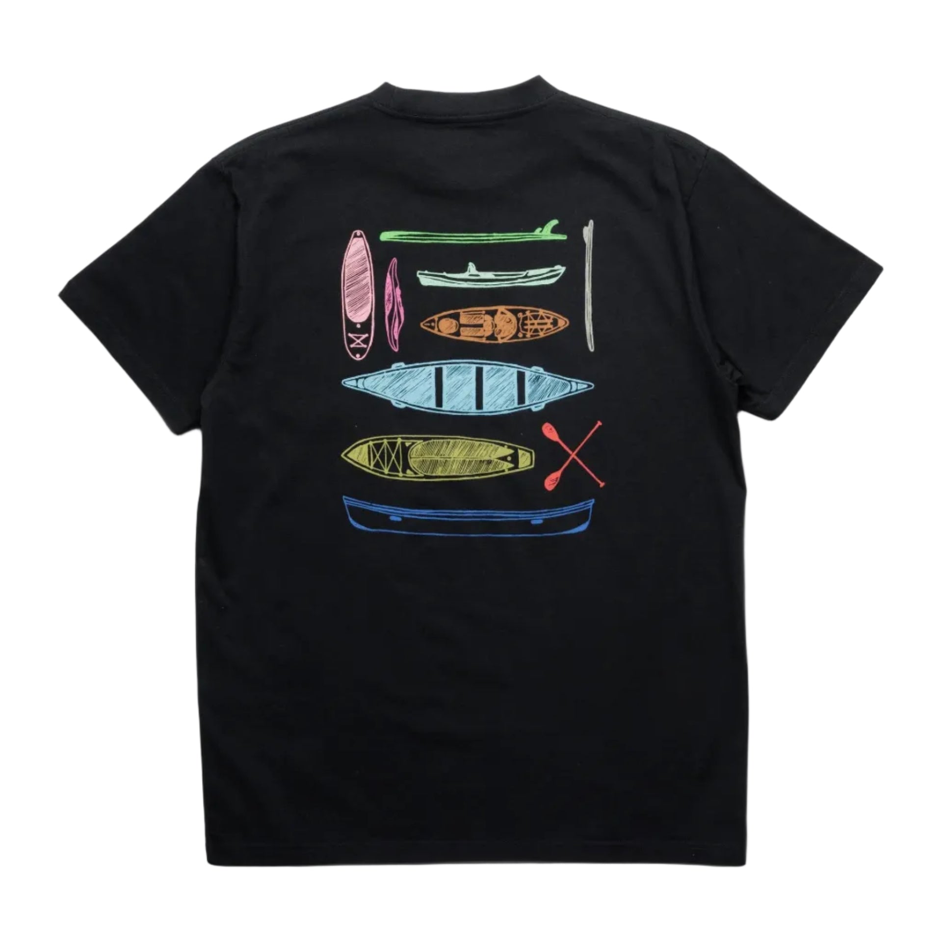Men's KAVU Paddle Out Tee in Black back view showing a comfortable fit and classic short sleeve silhouette