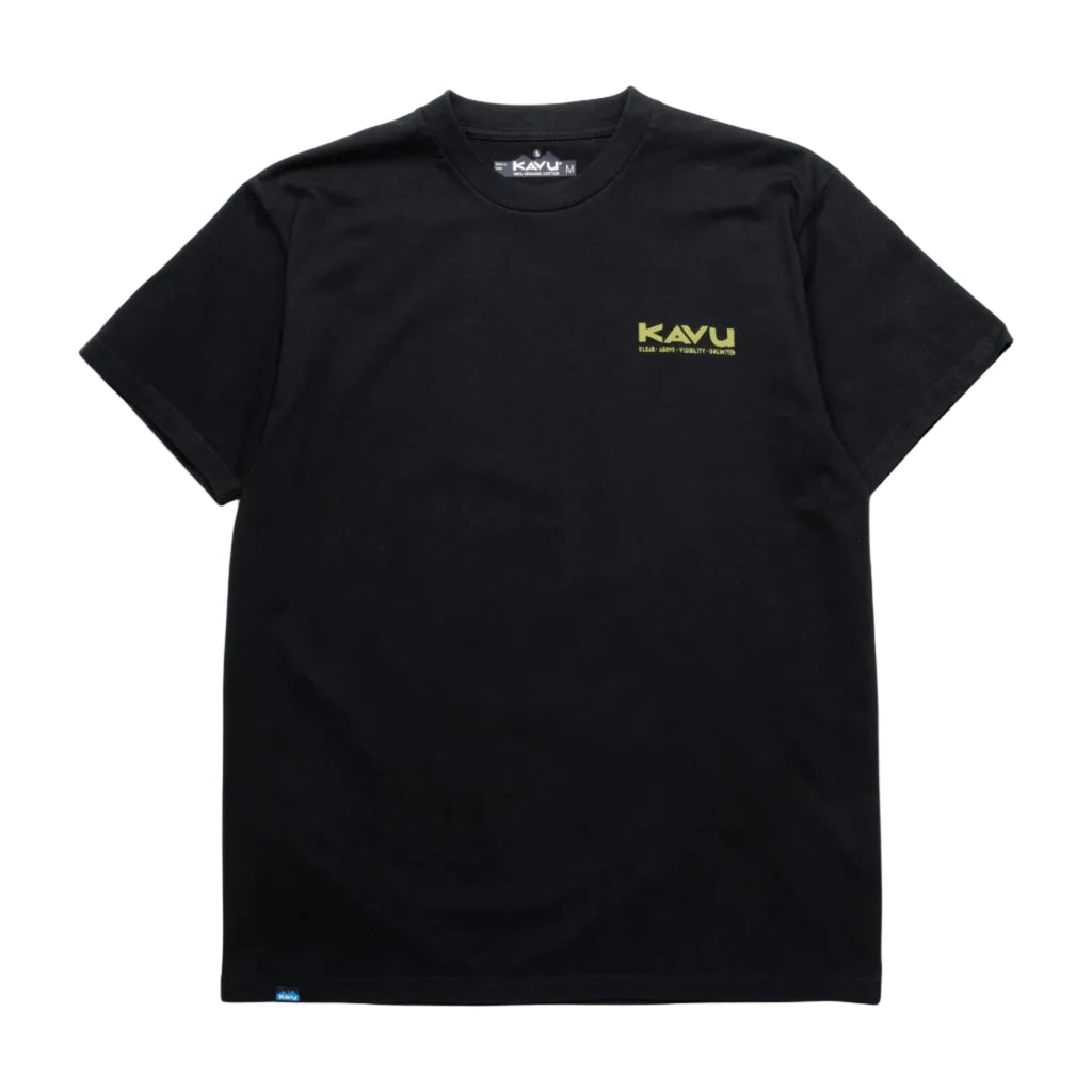 Men's KAVU Paddle Out Tee in Black front view featuring soft organic cotton jersey knit and casual everyday styling
