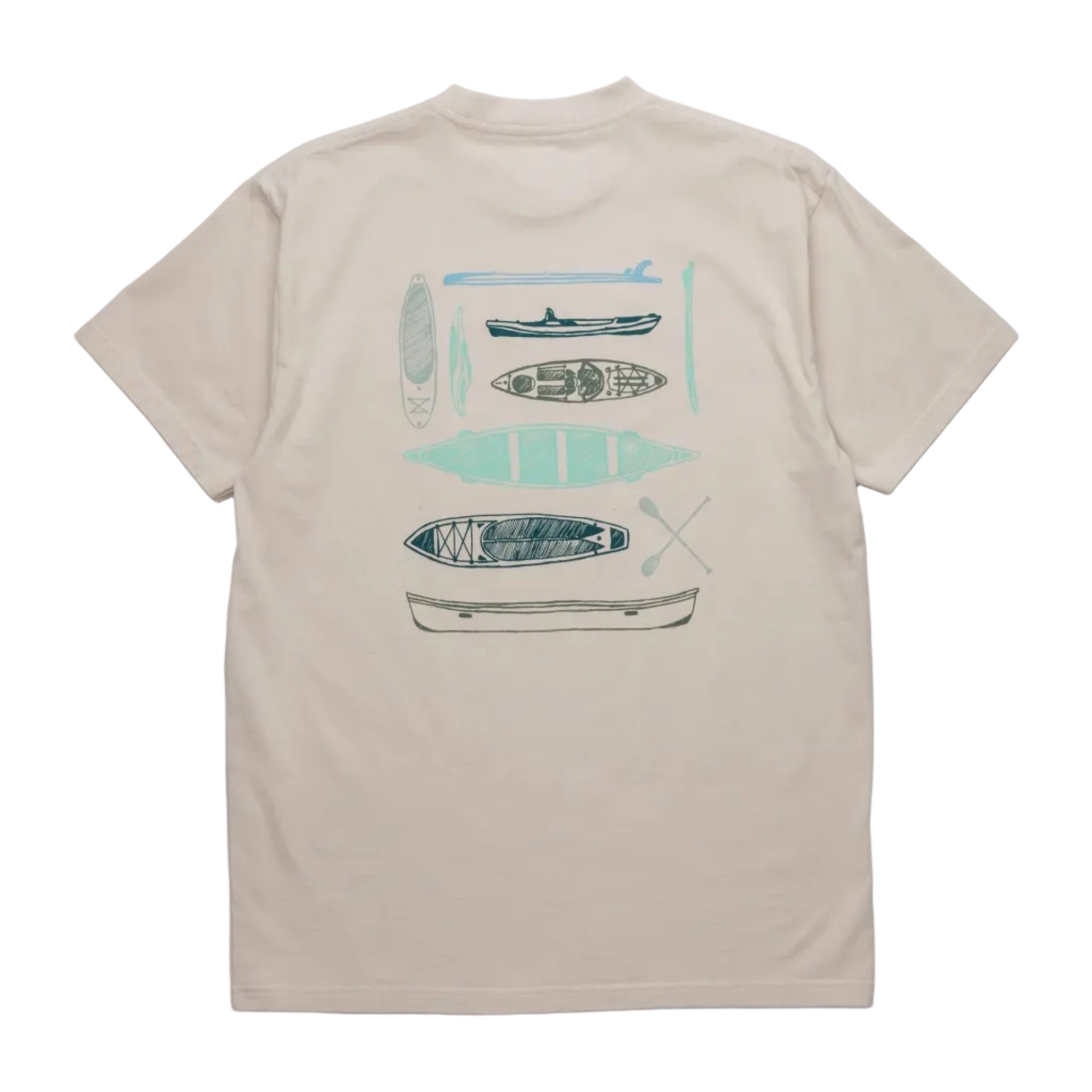 Men's KAVU Paddle Out Tee in Moonbeam back view showing a comfortable fit and classic short sleeve design