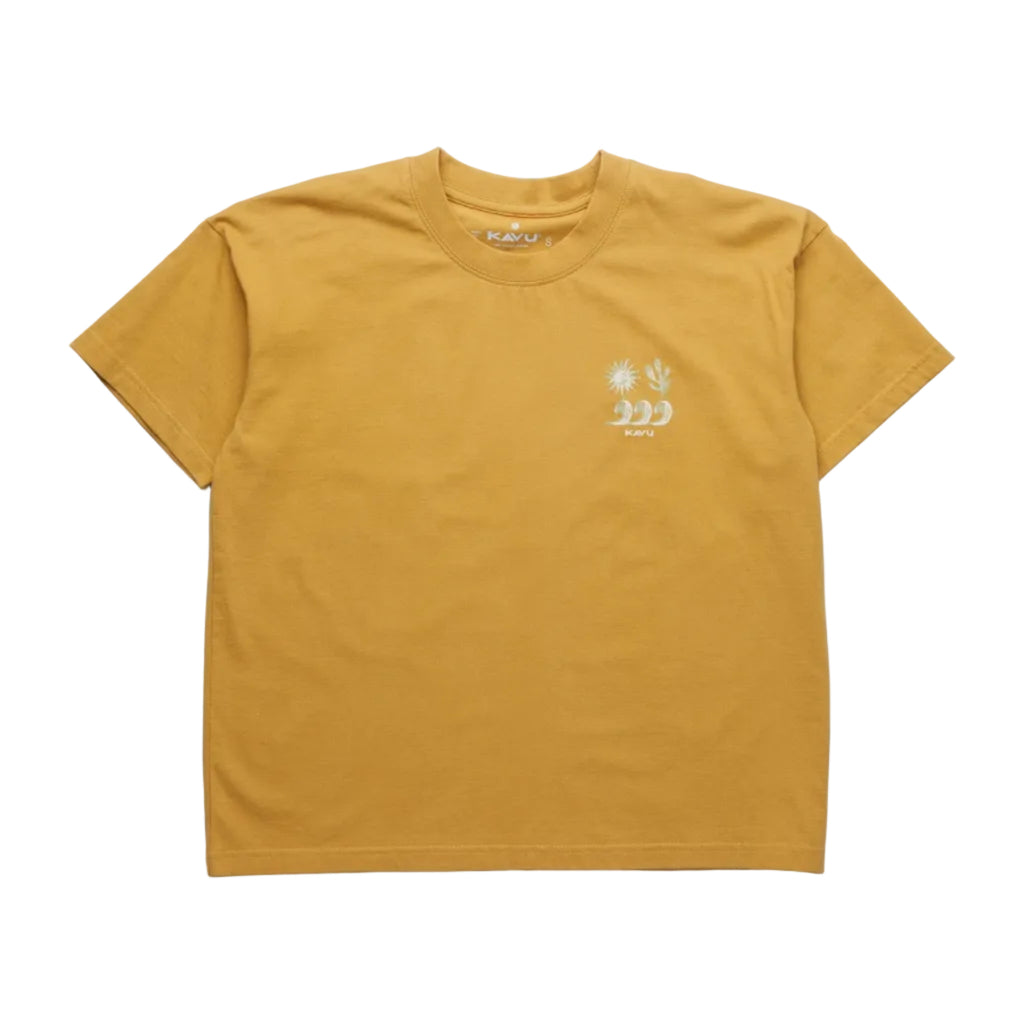 Women's KAVU Salt Beach Short Sleeve Tee in Wood Thrush front view featuring soft organic cotton jersey knit and casual everyday styling