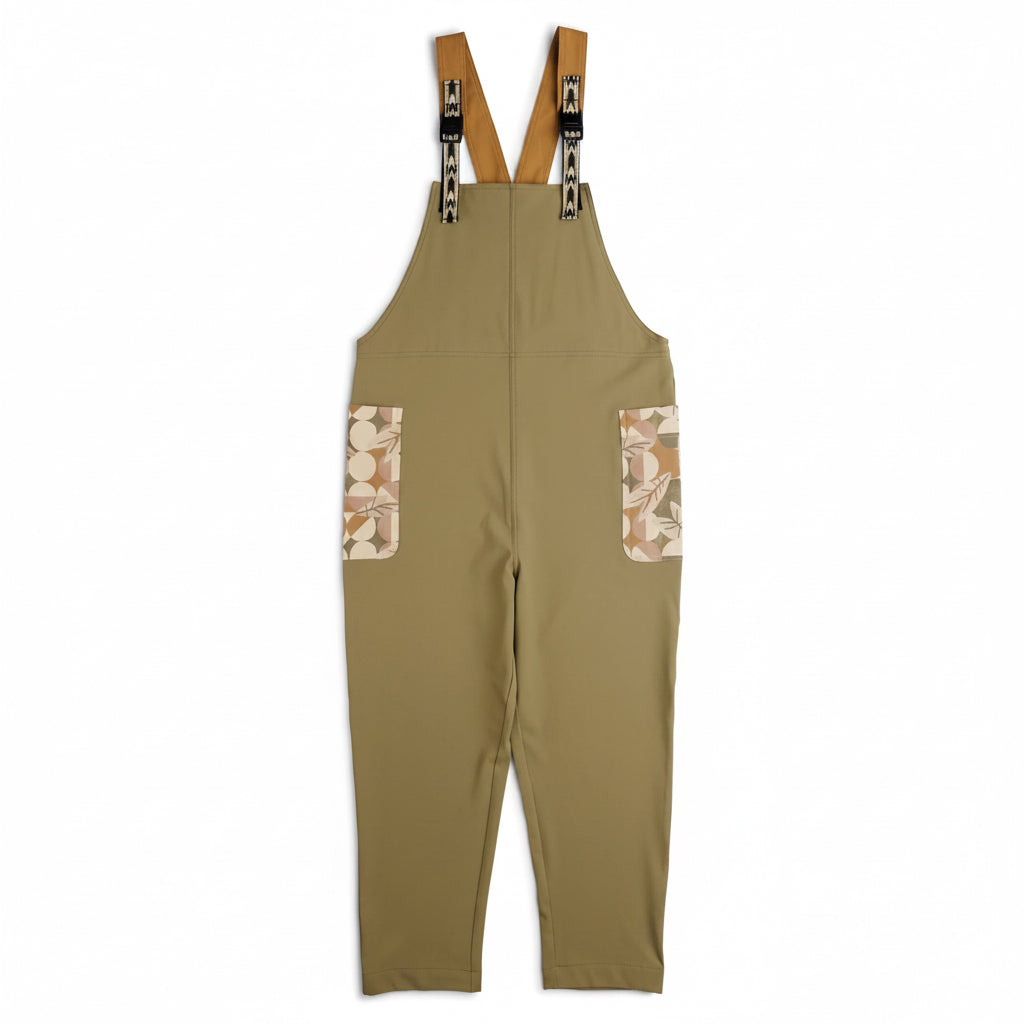 KAVU San Blas Overalls in Olive Blend front view