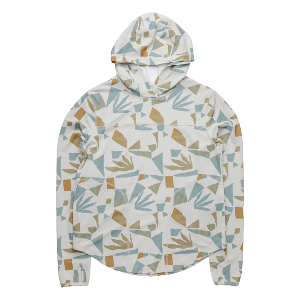 Women's KAVU Sunshade Hoody in Mod Mix front view featuring lightweight UPF 30+ performance fabric and colorful printed design