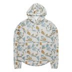 Women's KAVU Sunshade Hoody in Mod Mix front view featuring lightweight UPF 30+ performance fabric and colorful printed design