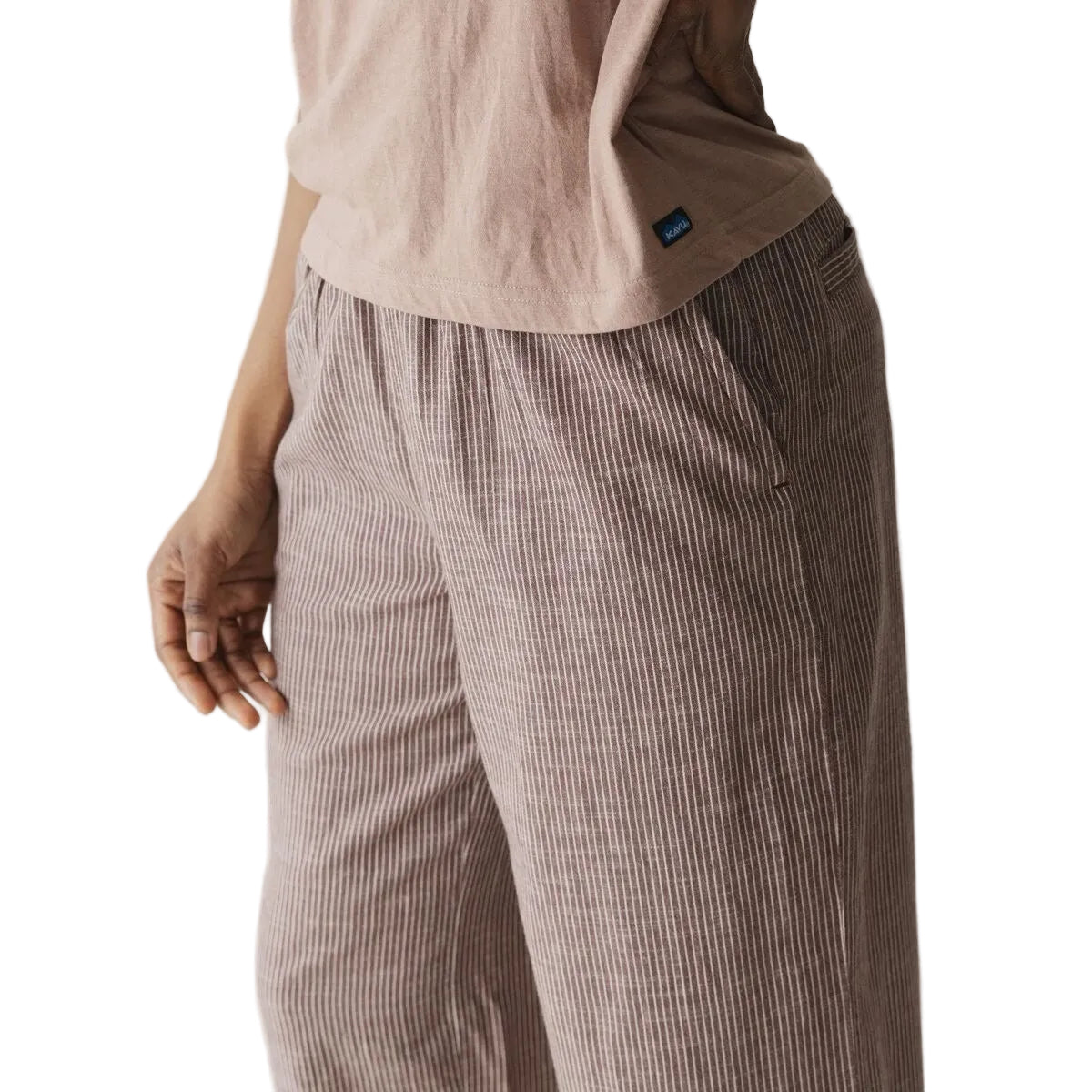 Women's KAVU Tamarindo Pant in Chocolate side view featuring lightweight comfort and relaxed everyday styling