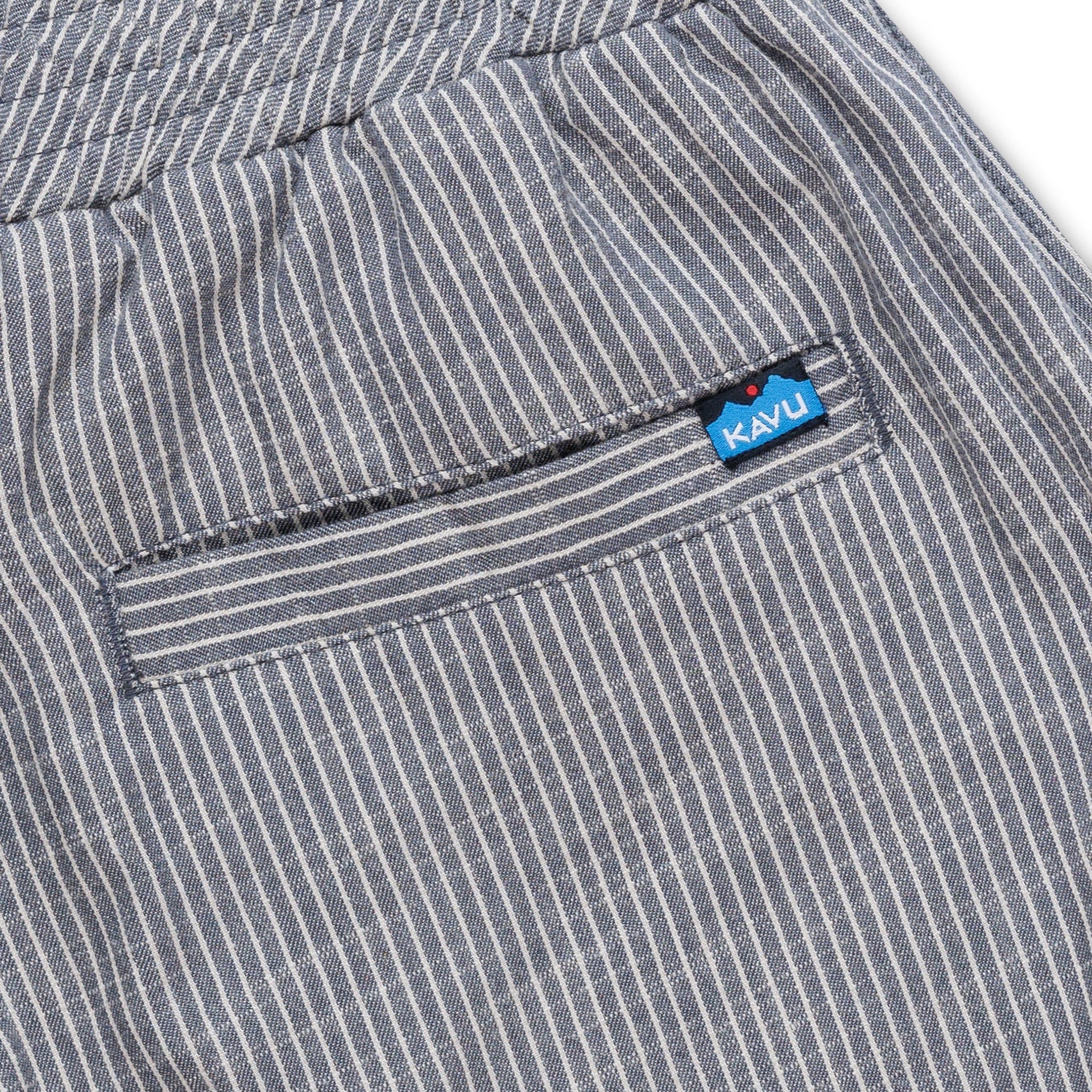 Close-up of the KAVU Tamarindo Pant in Turbulence highlighting the lightweight fabric and relaxed silhouette