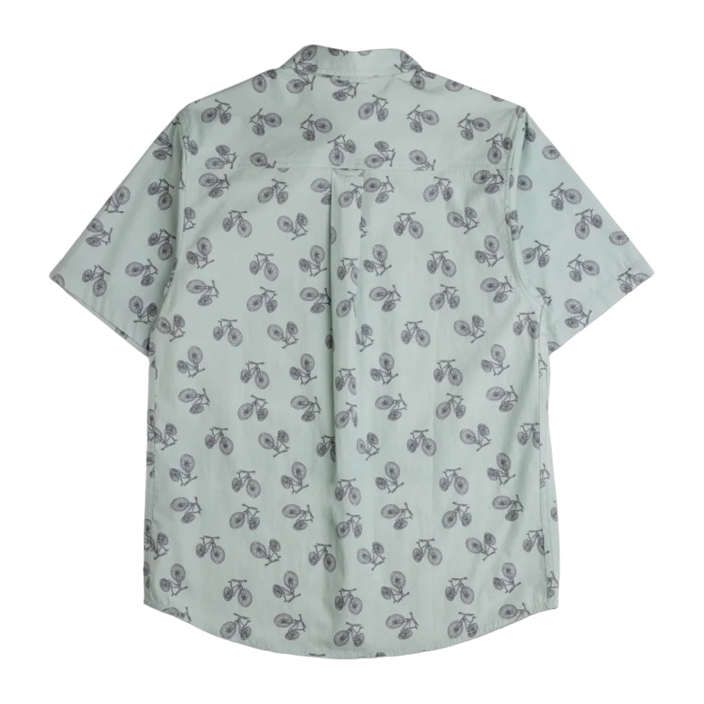 Back view of the KAVU The Jam S/S Shirt in Bike Lane showing the unique printed pattern and relaxed fit