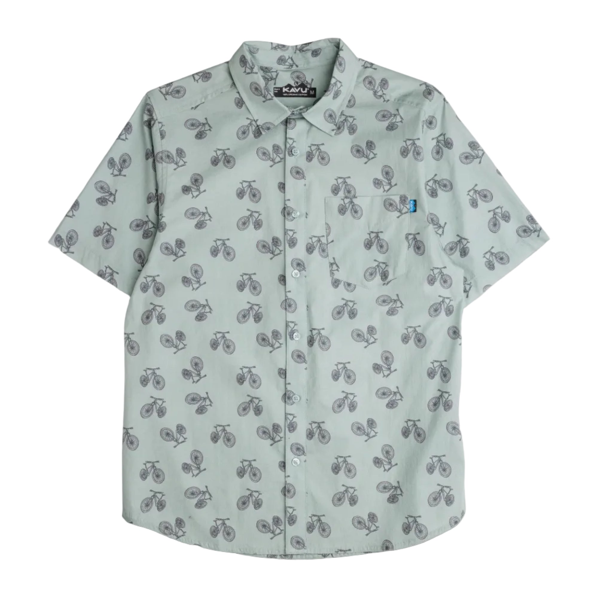 KAVU The Jam S/S Shirt in Bike Lane featuring a colorful all-over print and short sleeve button-up design