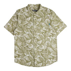 KAVU Topspot S/S Shirt in Calm Palm featuring a tropical-inspired print and short sleeve button-up design
