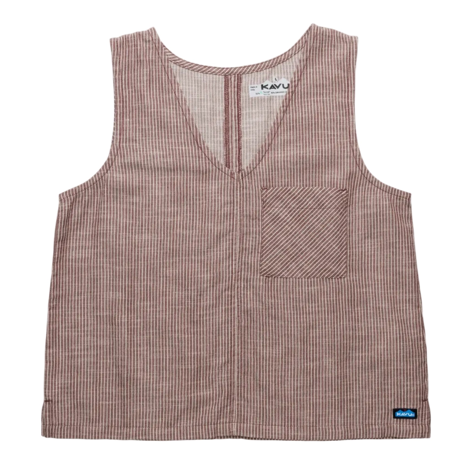 Women's KAVU Vacay Tank Top in Chocolate front view featuring a relaxed fit and lightweight summer styling