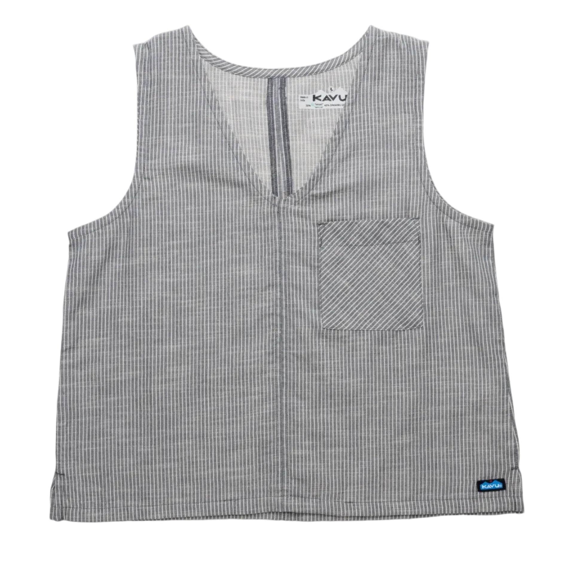 Women's KAVU Vacay Tank Top in Turbulence front view featuring breathable comfort and versatile summer styling