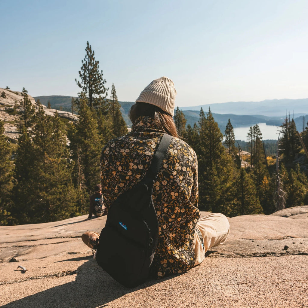 Back view of KAVU Women's Alyeska Turtleneck in Dark Foliage