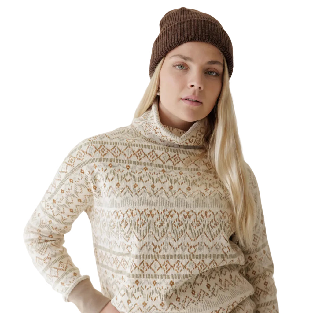 KAVU Women's Alyeska Turtleneck in Nature Holiday front view