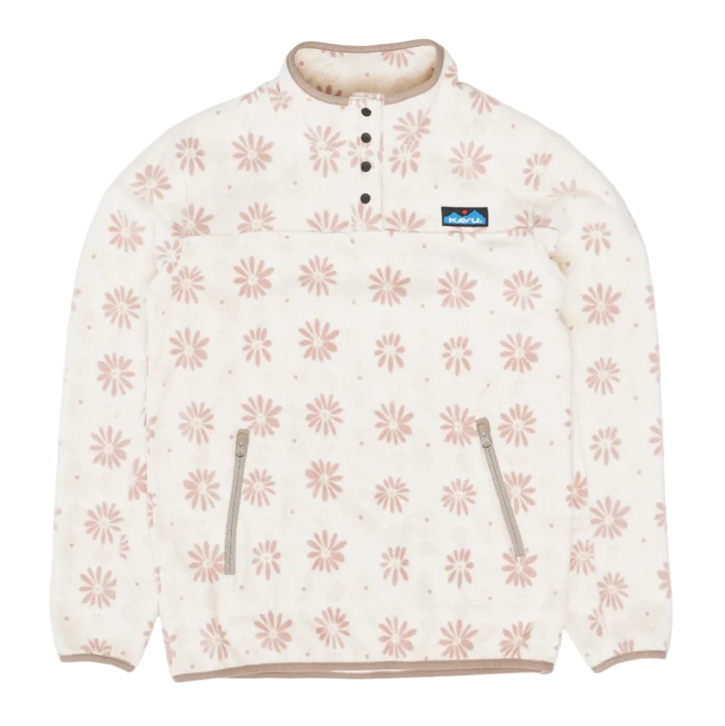 KAVU Women's Cavanaugh Fleece Pullover in Snow Floral front view
