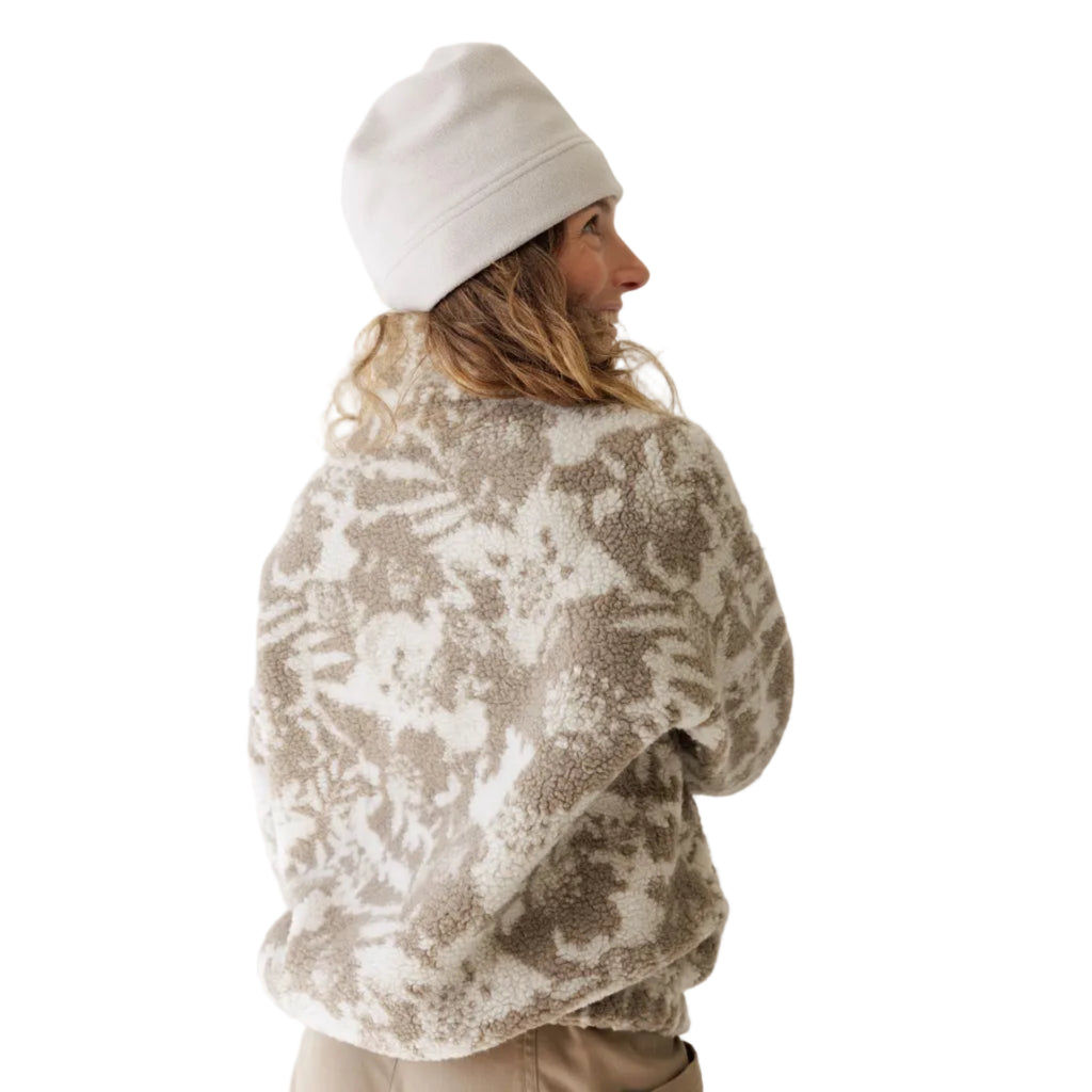 Back view of woman wearing KAVU Women's Loven Jacket in Blown Out Bloom