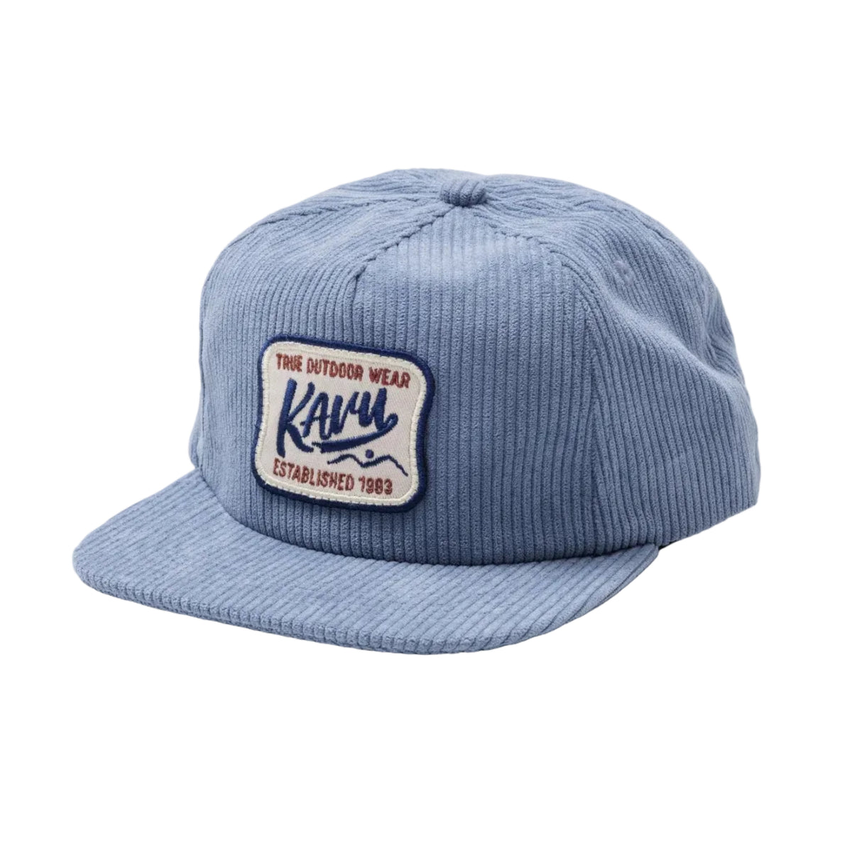 KAVU Wooderson Hat in Blue Mirage corduroy with front KAVU logo patch