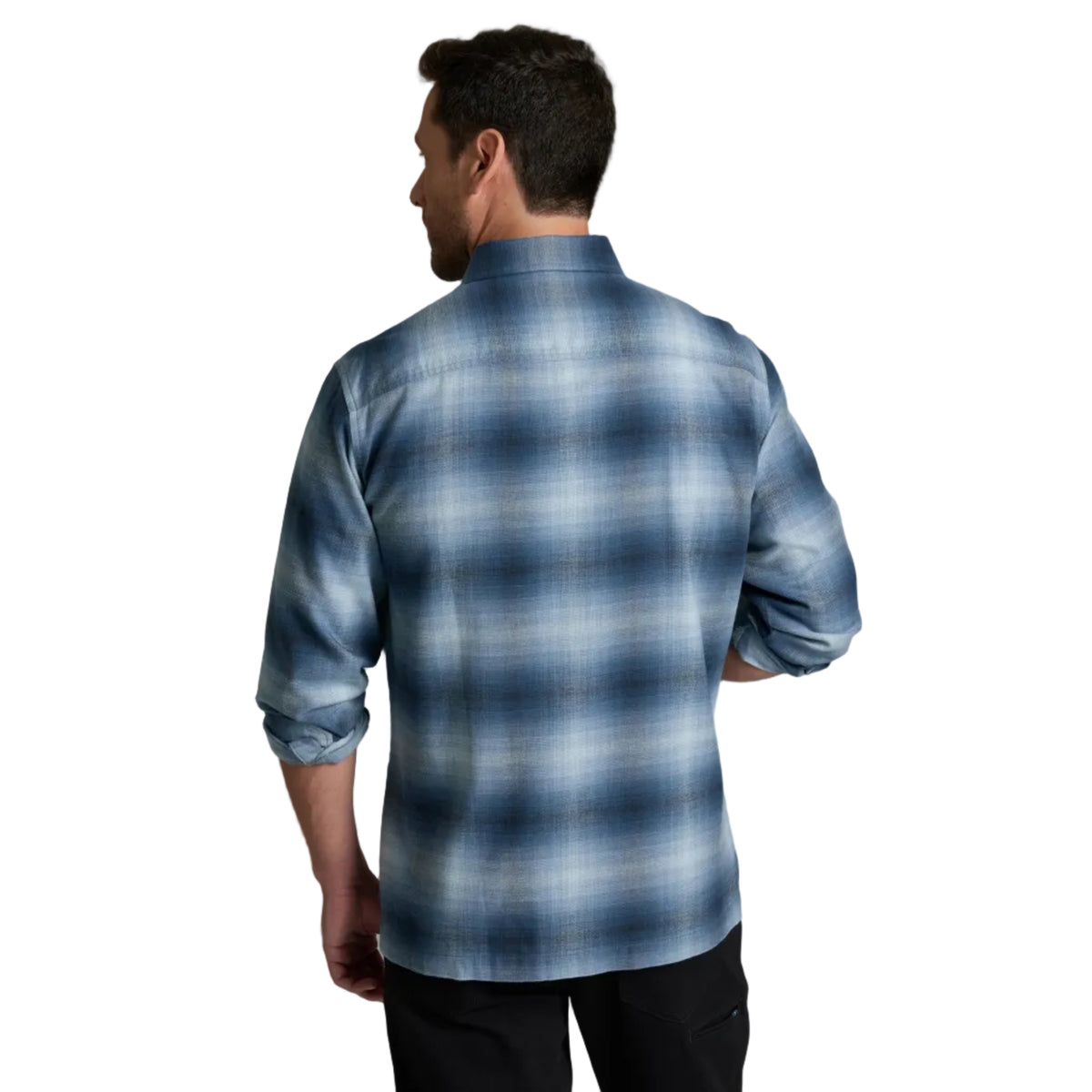 KÜHL Men's Dillingr Flannel LS in Faded Denim, back view