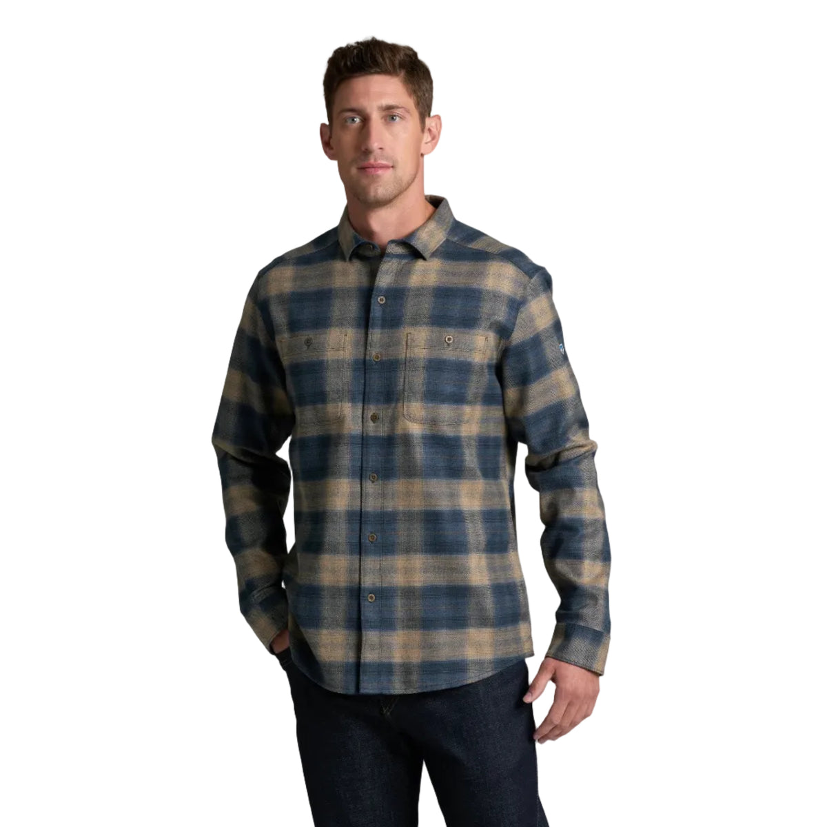 KÜHL Men's Law Flannel LS in Ocean Driftwood, front view
