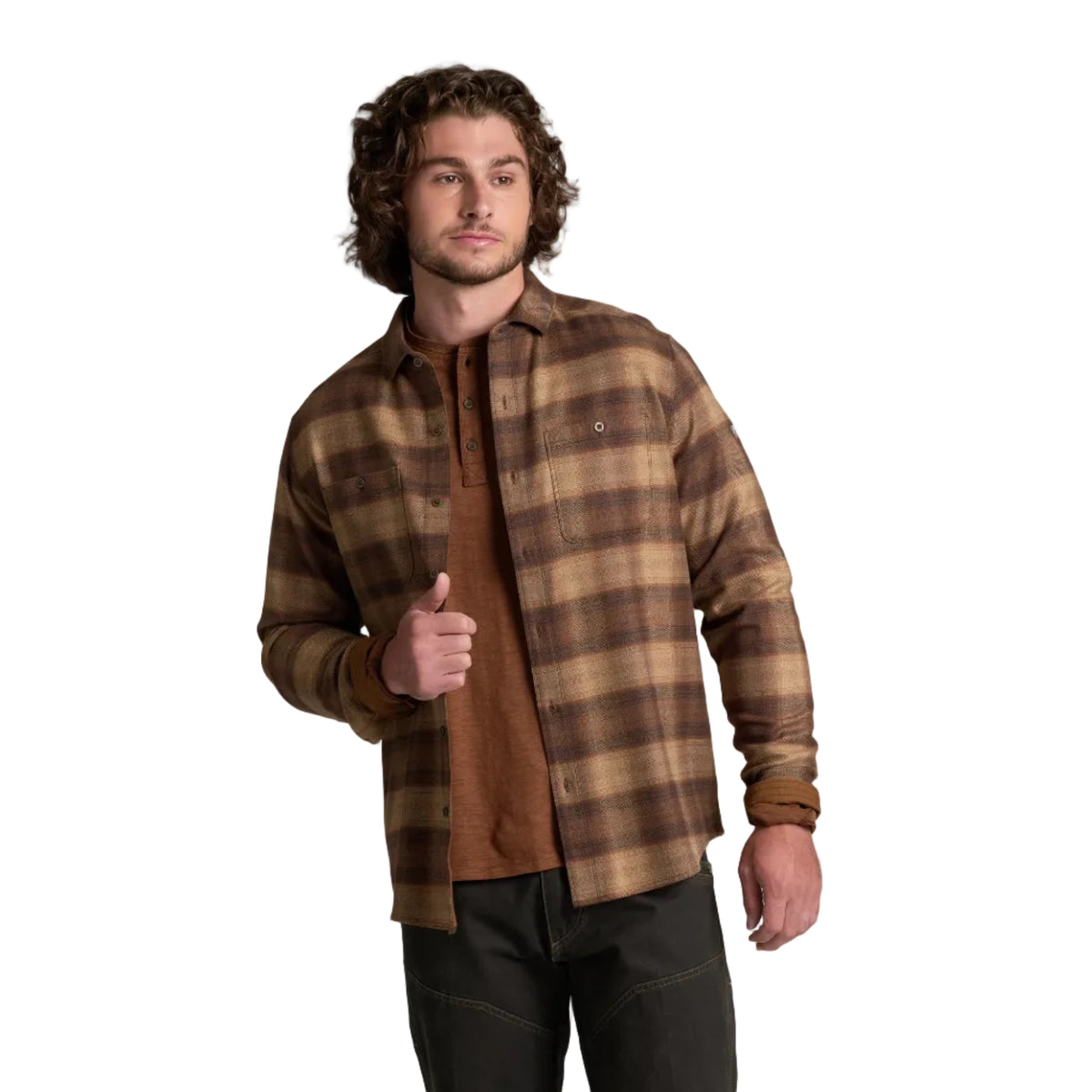 KÜHL Men's Law Flannel LS in Vintage Leather, front view