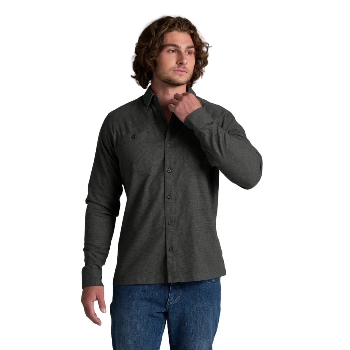 KÜHL Men's Revolvr Flannel LS in Onyx, front view