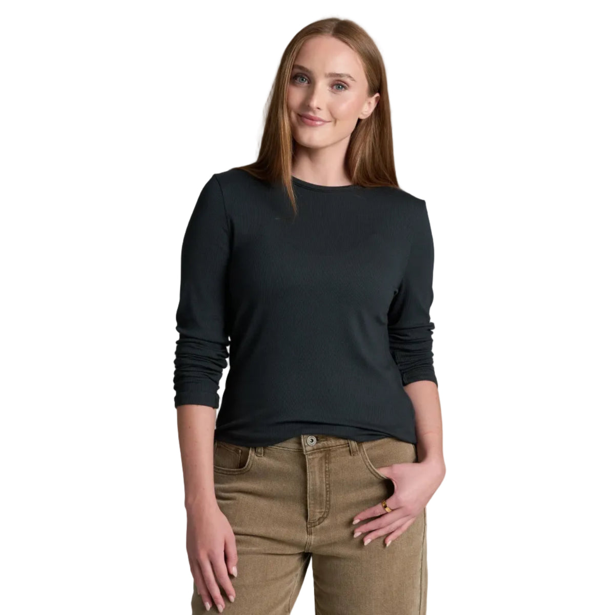 KÜHL Women's Fiora Crew LS in Black front view