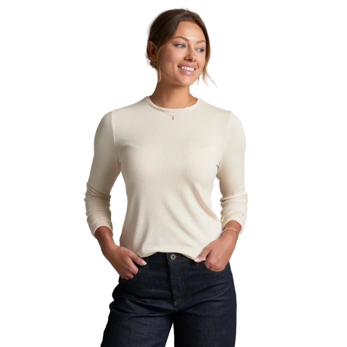 KÜHL Women's Fiora Crew LS in Sea Salt front view