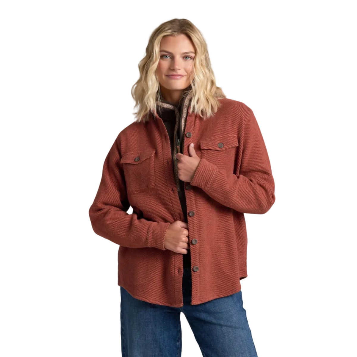KÜHL Women's Kove Shirtjak in Redwood front view
