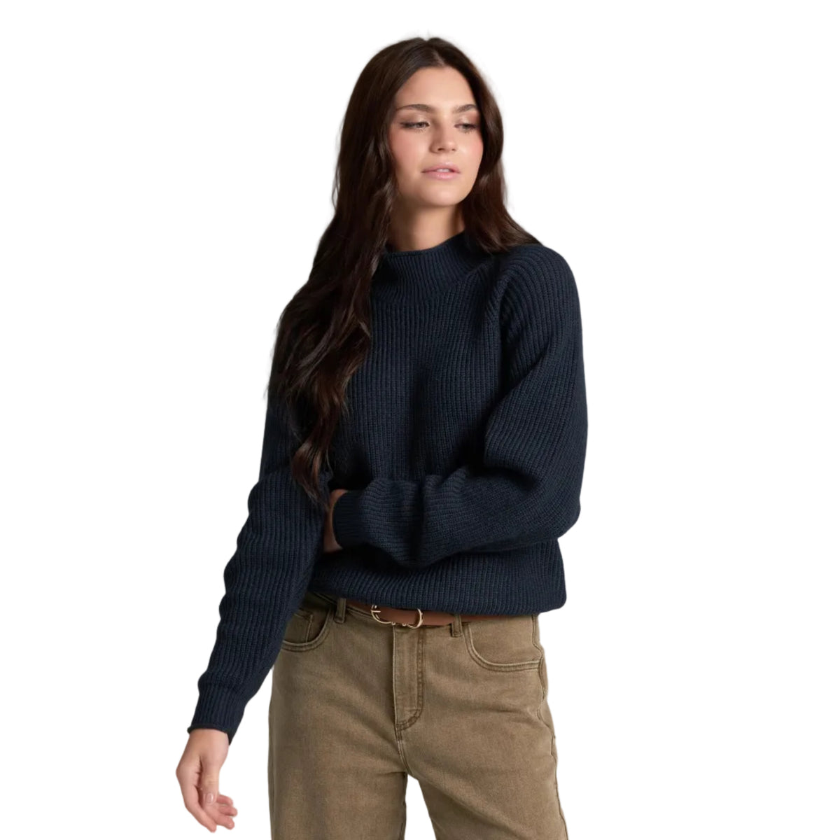KÜHL Women's Strova Roll Neck Sweater in Dark Twilight, front view