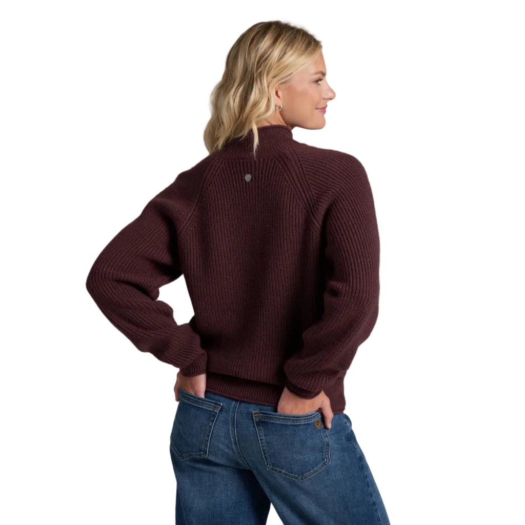 KÜHL Women's Strova Roll Neck Sweater in Mulberry, back view