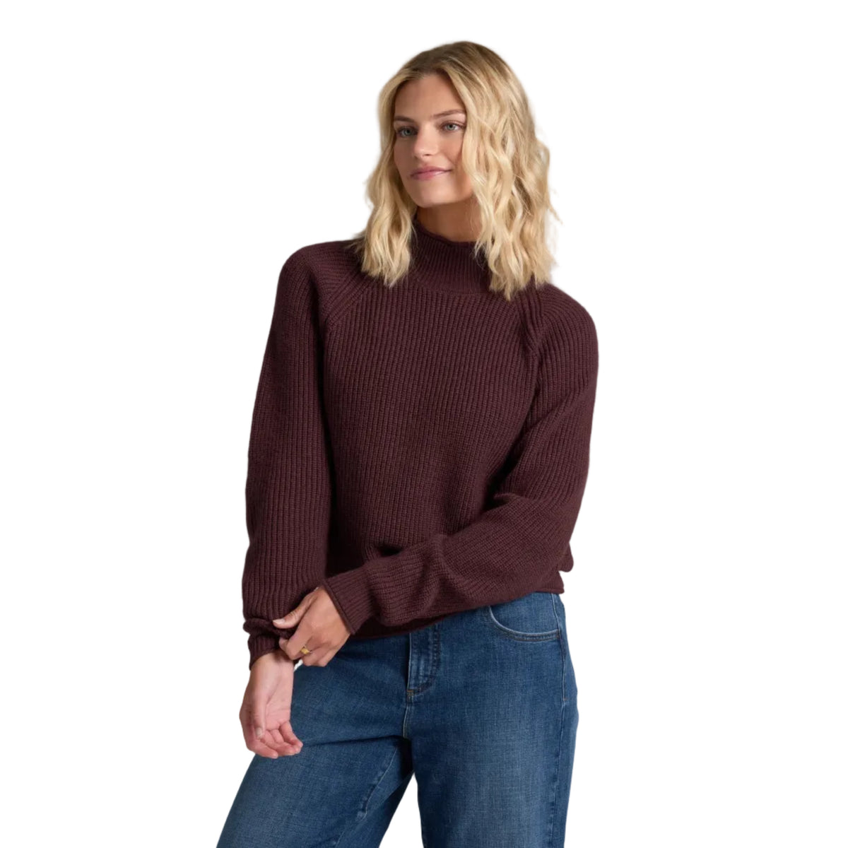 KÜHL Women's Strova Roll Neck Sweater in Mulberry, front view