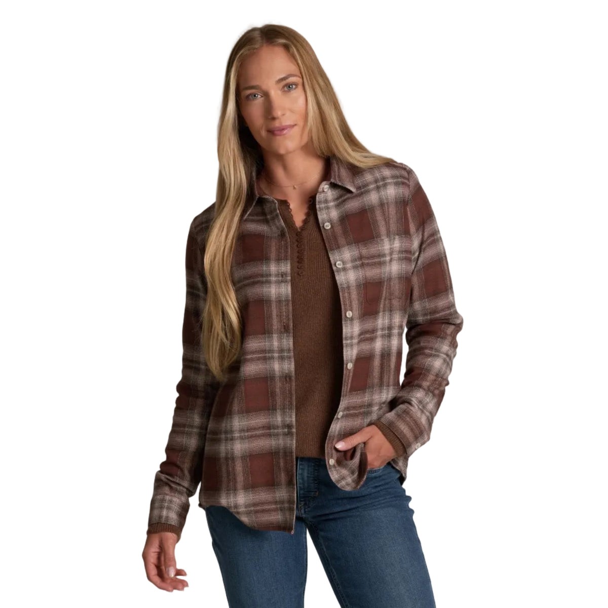 KÜHL Women's Whisper Flannel in French Roast front view