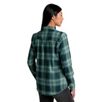 KÜHL Women's Whisper Flannel in Odyssey back view showing the dropped shirttail hem