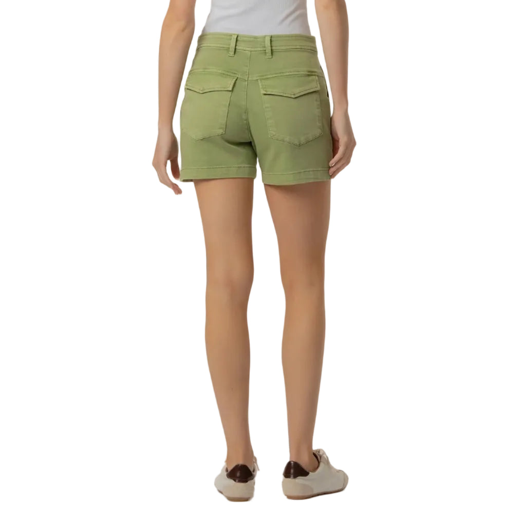 Back view of Kut from the Kloth Ashton High Rise Short in Celery