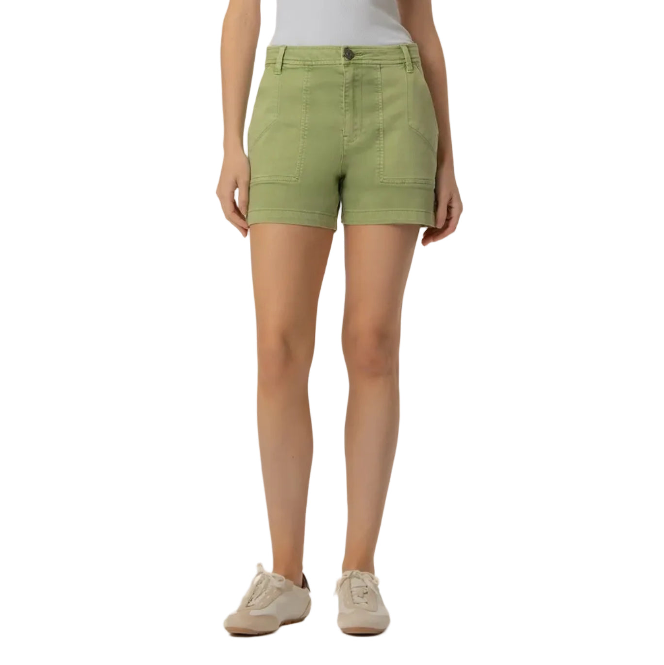 Front view of Kut from the Kloth Ashton High Rise Short in Celery