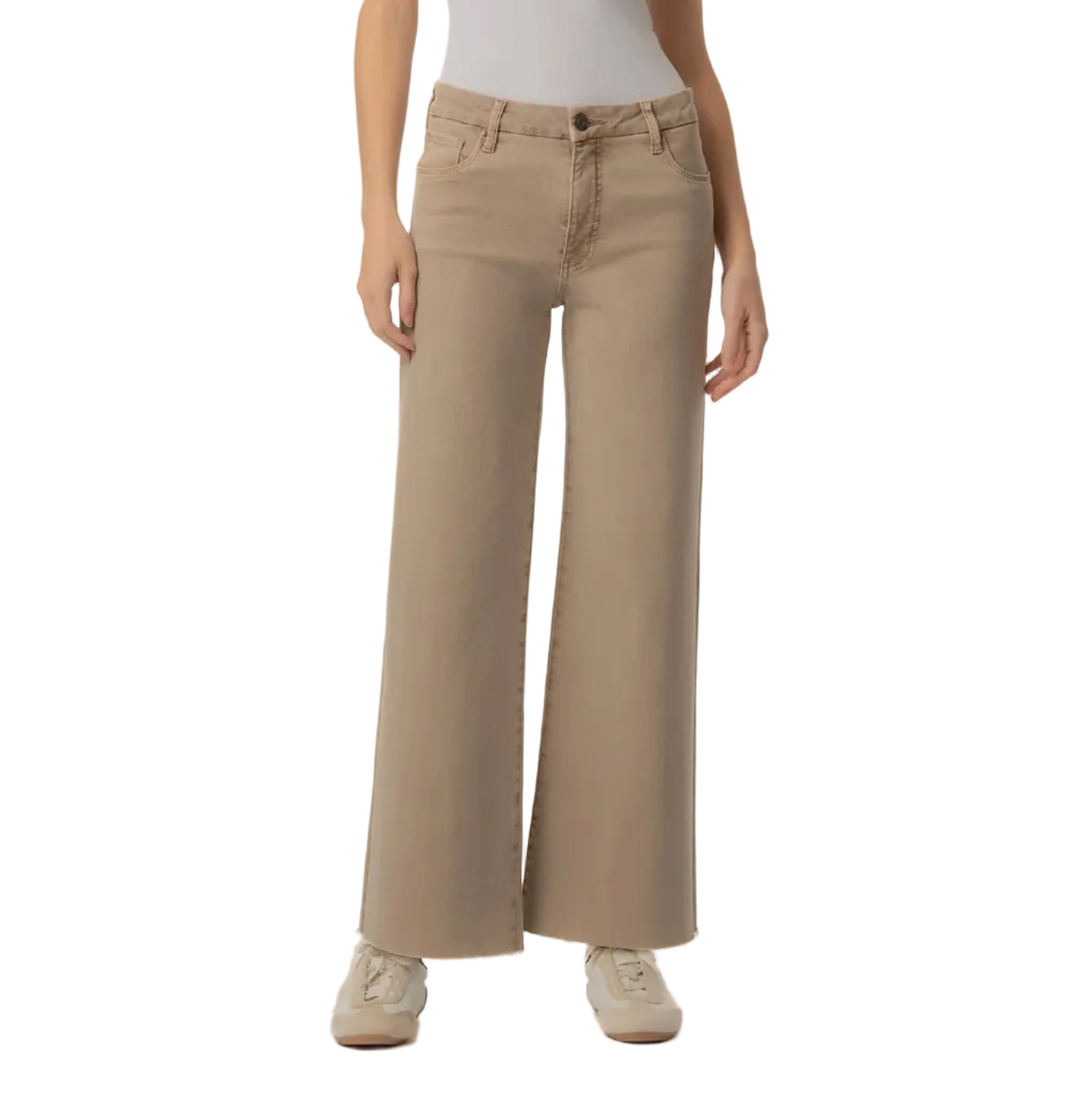 Front view of Kut from the Kloth Meg High Rise Wide Leg Jeans in Chai