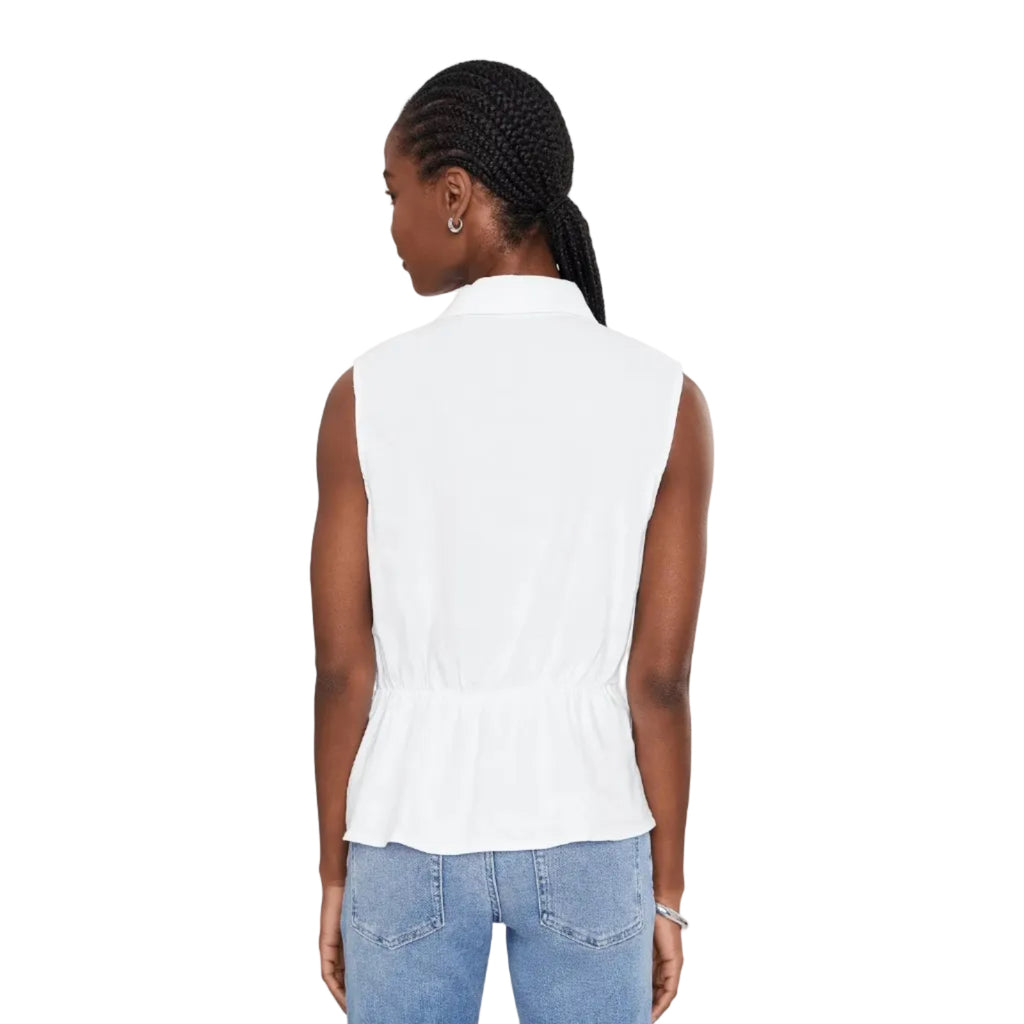 Back view of Kut from the Kloth Sara Linen Sleeveless Top in White