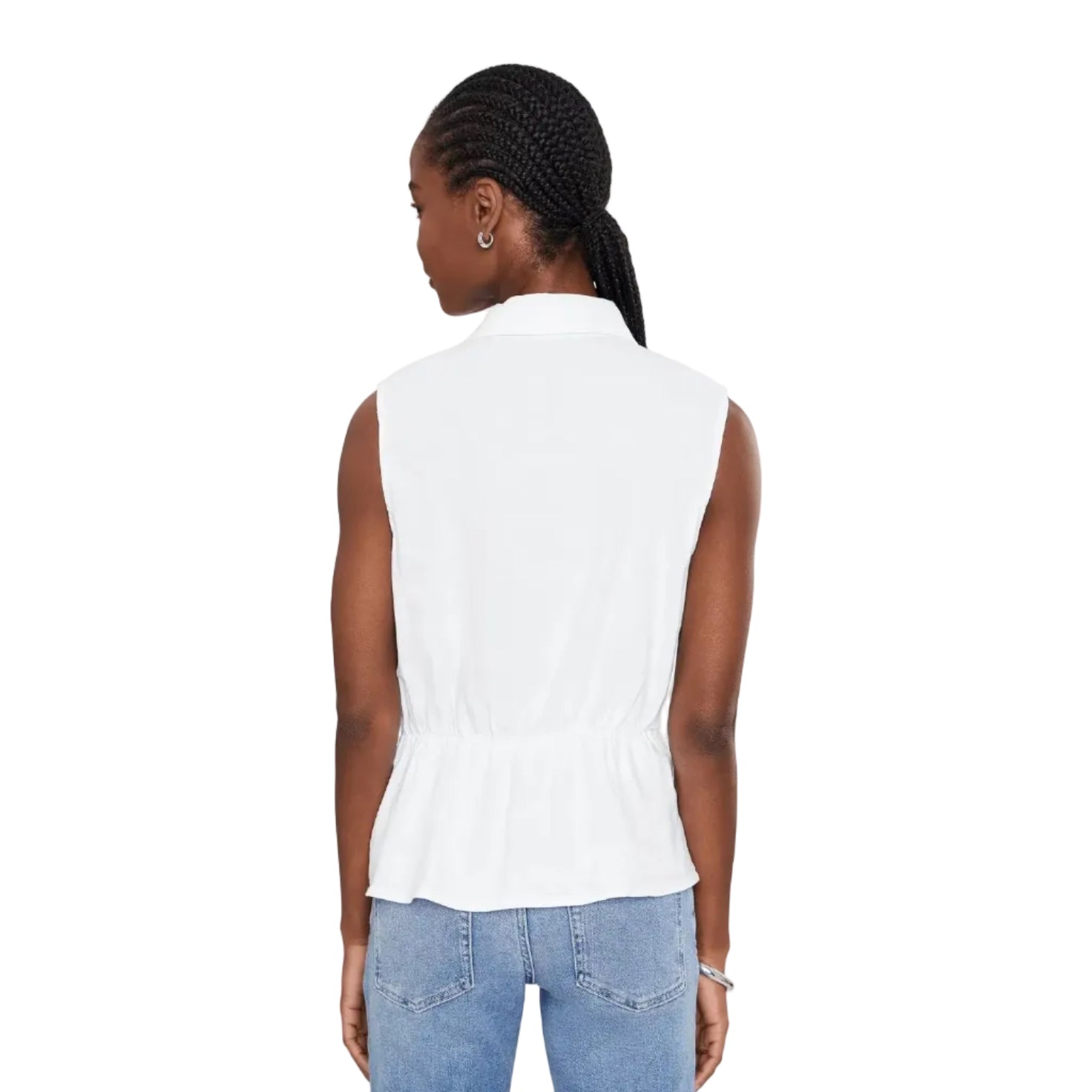 Back view of Kut from the Kloth Sara Linen Sleeveless Top in White
