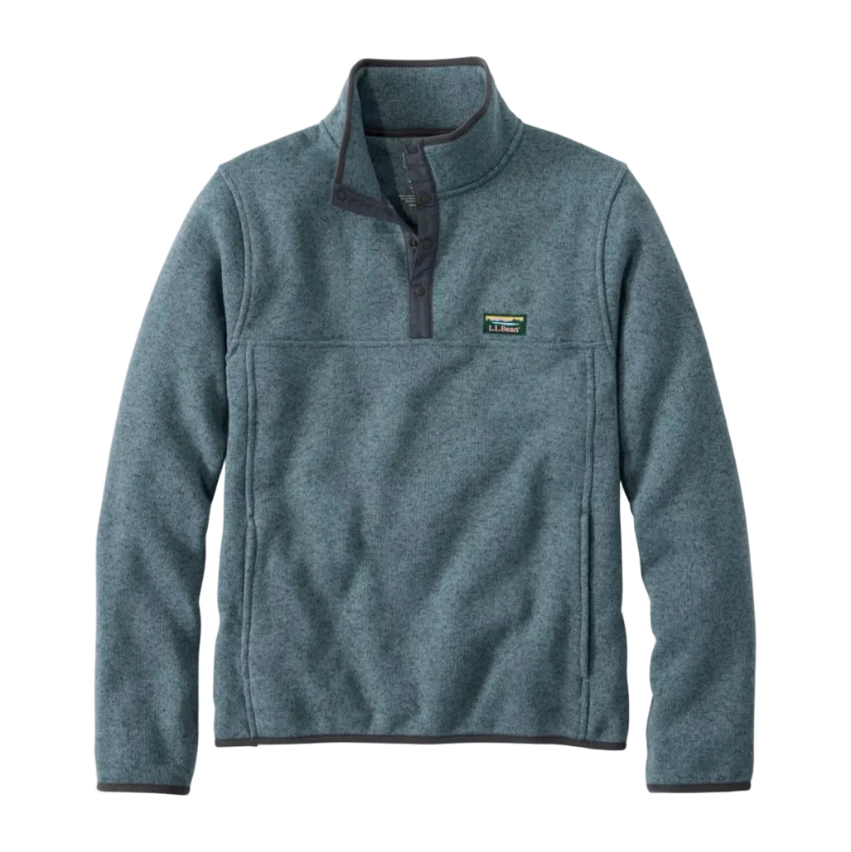 L.L.Bean Men's Bean's Sweater Fleece Pullover in Forest Gray front view