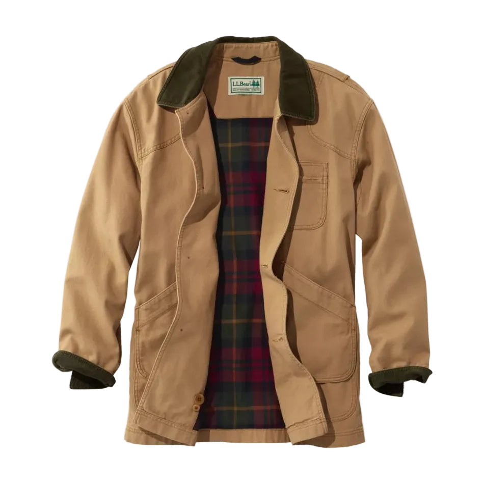 L.L. Bean Men’s Original Field Coat, Cotton-Lined in Saddle shown in a flat-lay view