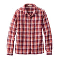 Front view of the L.L.Bean Women’s 1912 Field Flannel Shirt in Faded Rosewood Plaid