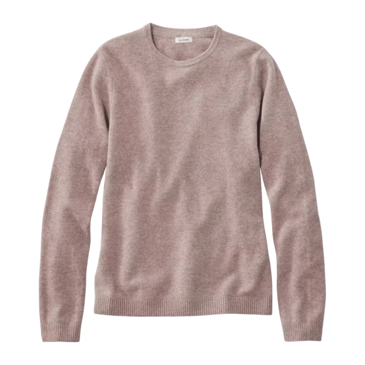 L.L.Bean Women's Classic Cashmere Crewneck Sweater in Camel Heather, front view