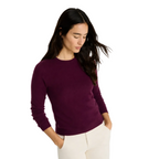 L.L.Bean Women's Classic Cashmere Crewneck Sweater in Fig, front view