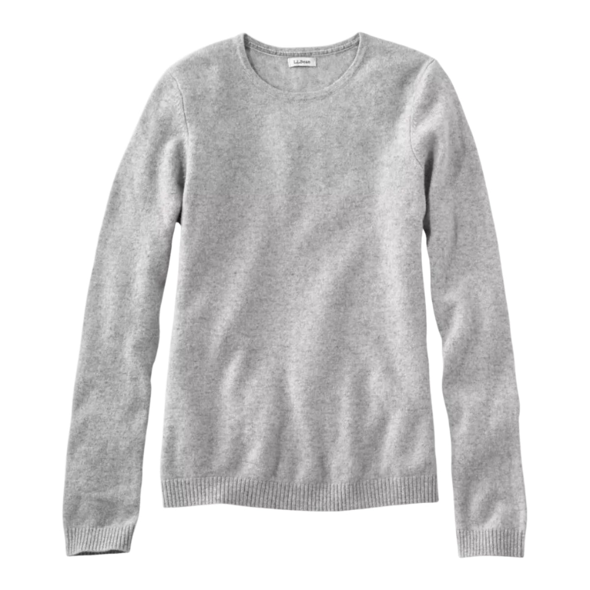 L.L.Bean Women's Classic Cashmere Crewneck Sweater in Light Gray Heather, front view