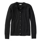 Front view of the L.L.Bean Women’s Essential Merino Wool Cardigan in Midnight Black