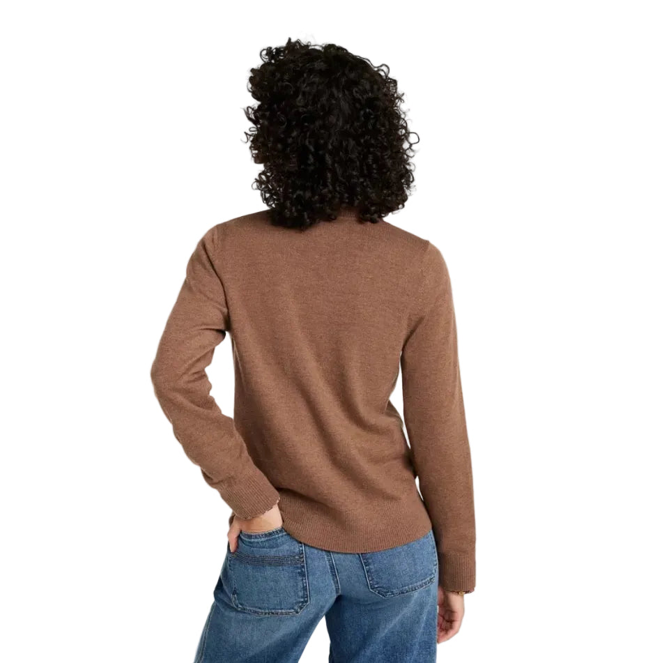 Back view of the L.L.Bean Women’s Essential Merino Wool Cardigan in Toasted Coconut Heather